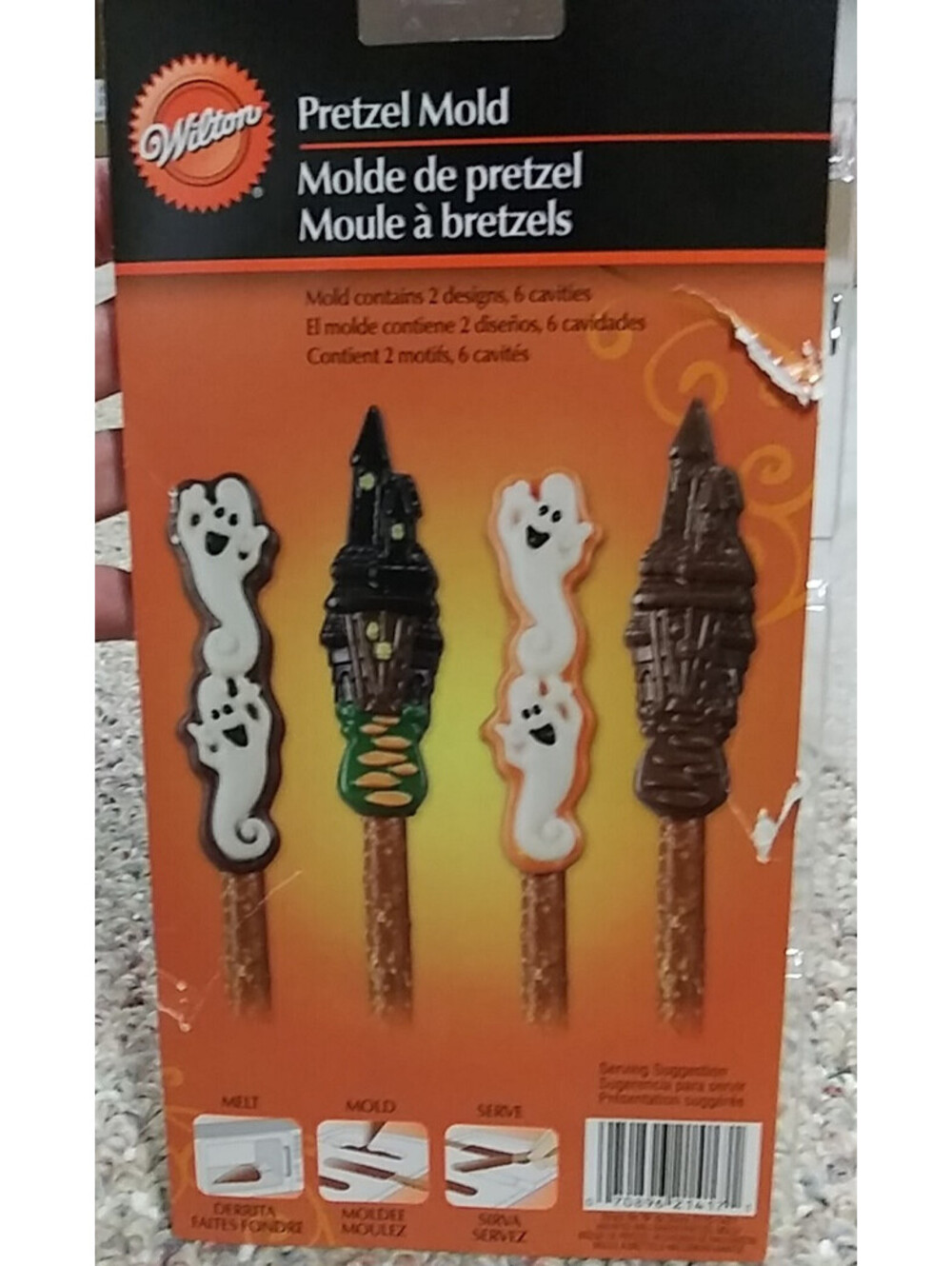 Wilton Halloween Pretzel Candy Mold Clear Plastic Ghost Design Bakeware